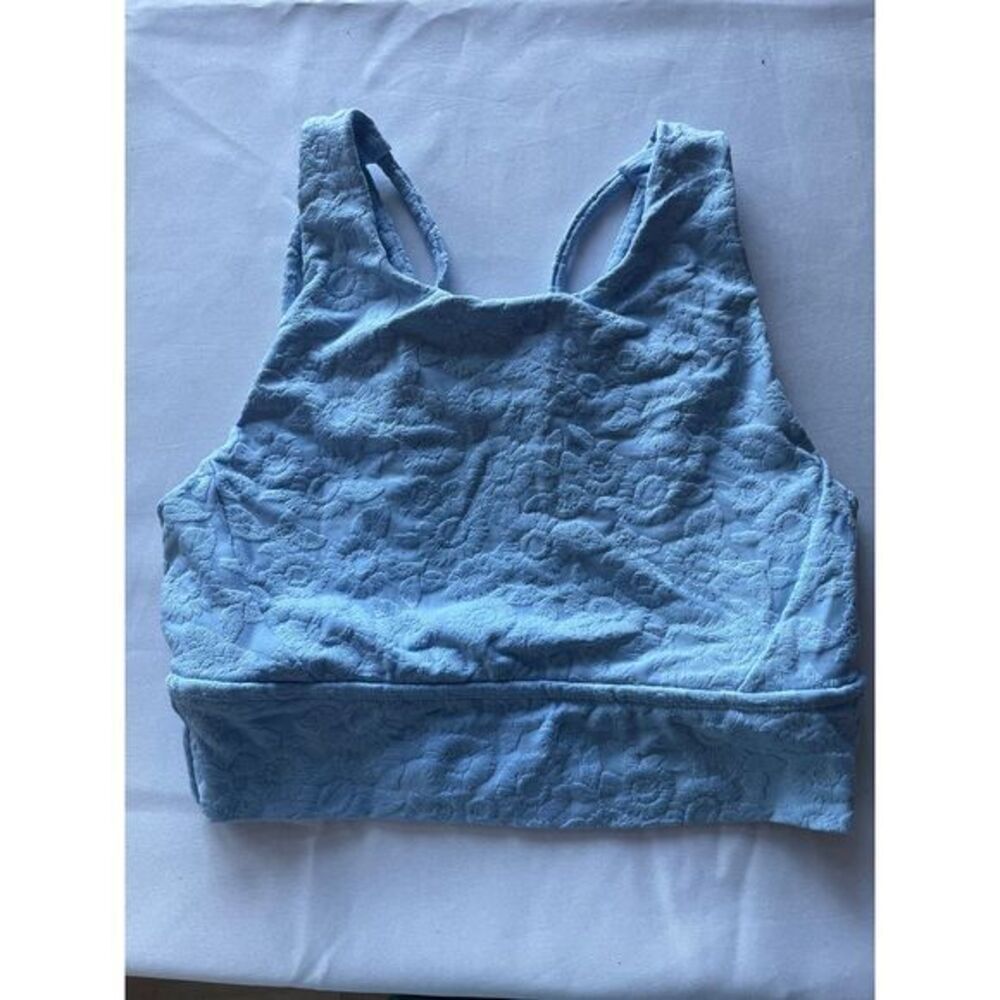 Light Blue Cotton buffbunny Embroidered Crop Top Summer Tank Sleeveless S